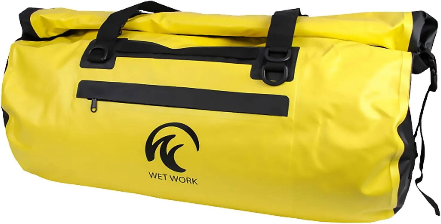 55L Infinite Waterproof Barrel Duffel Bag Dry Pack Great for Outdoor Camping, Travel, Fishing, Hunting, Skiing with Easy Velcro Roll-Top Closure, External Pockets - Durable 500D PVC Material