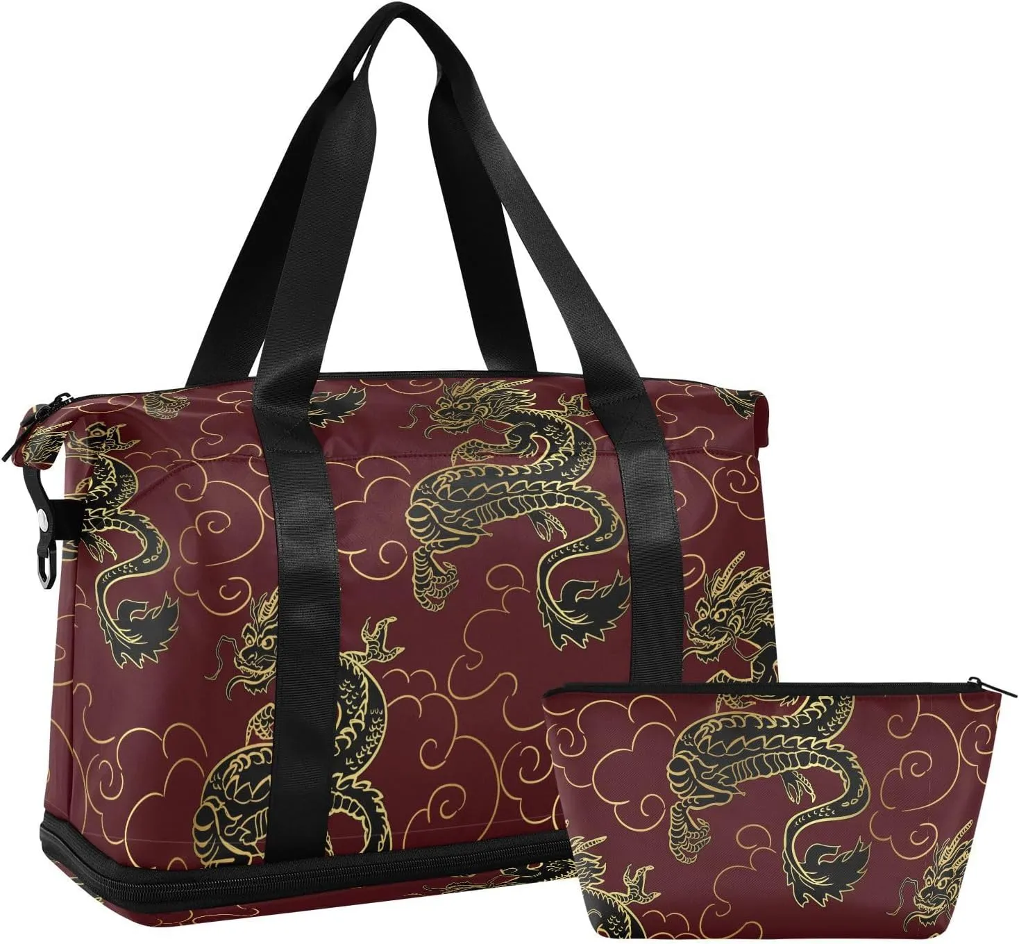 ALAZA Japanese Chinese Dragon Cloud Travel Duffel Bag for Women Men Sports Gym Bag with Shoe Compartment Tote Weekender Overnight Bag with Wet Pocket for Travel, Gym,Yoga,Swimming