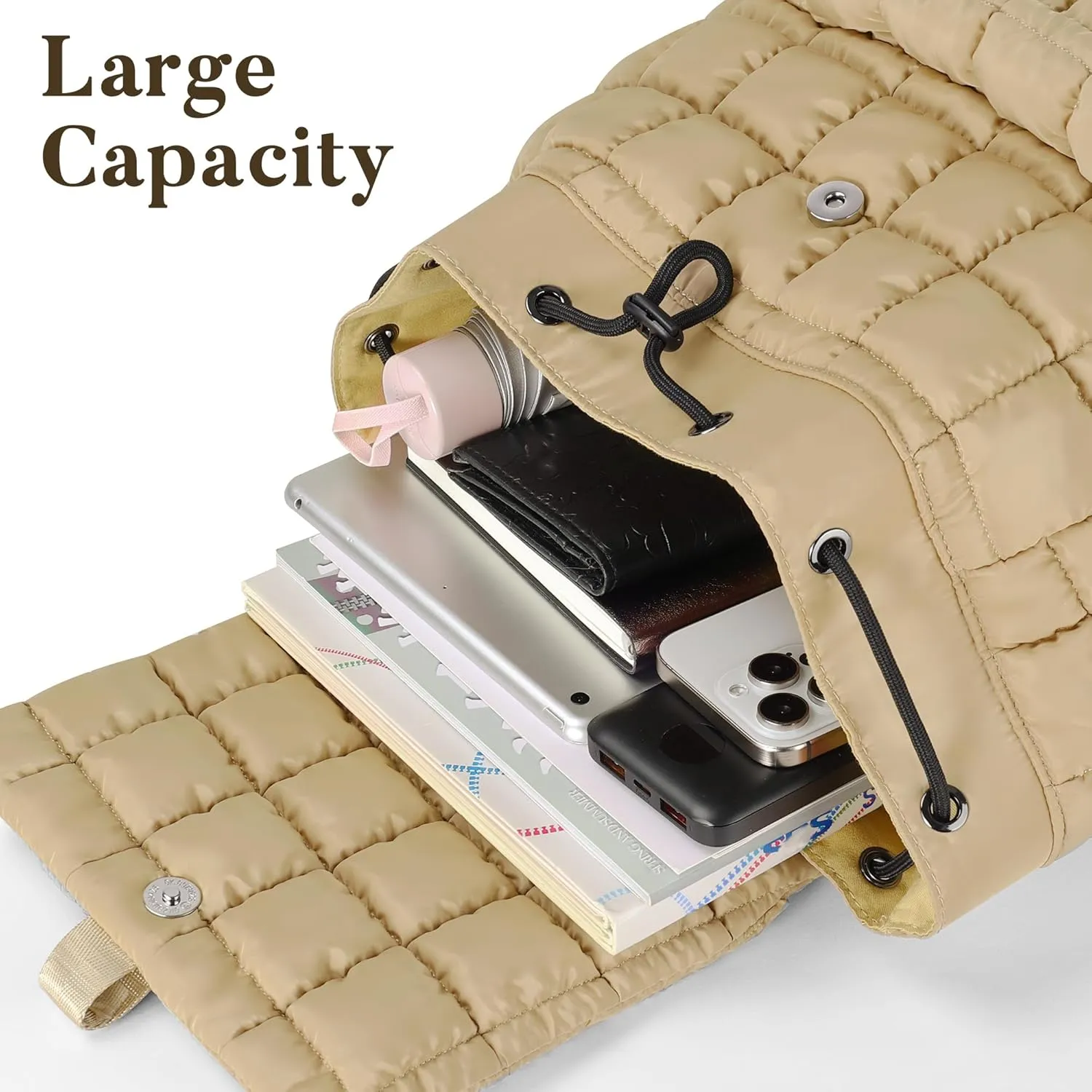 Backpack for Women - Lightweight Puffer Quilted Travel Backpack - Small Casual Daily Daypack Purse for Women - Cute Fashion Carry on Daypack, Brown