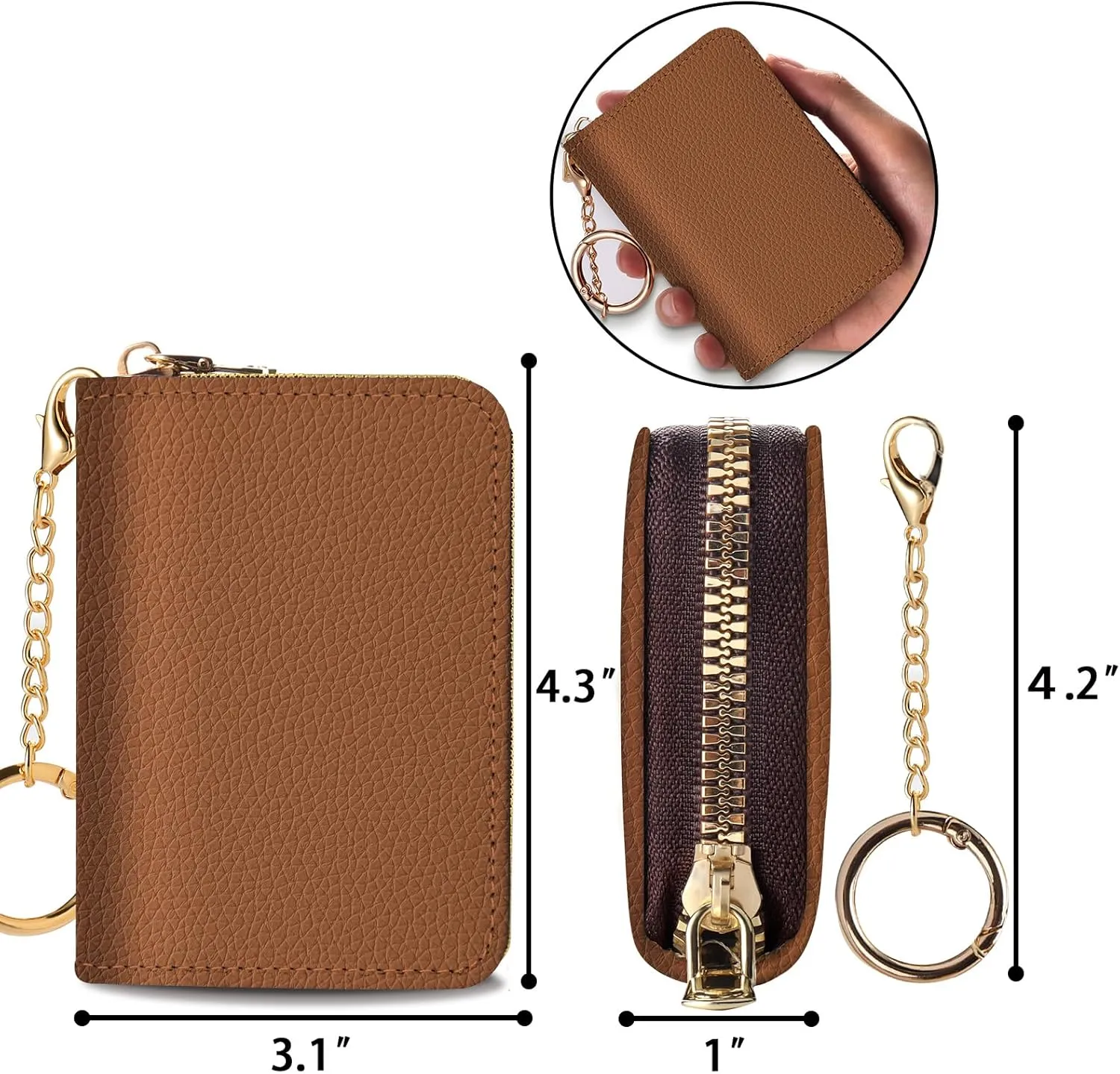 Credit Card Holder RFID Wallet, Small Card Holder Wallet for Women with Keychain Zipper, Funny Leather Print Credit Card Wallets Accordion Gift