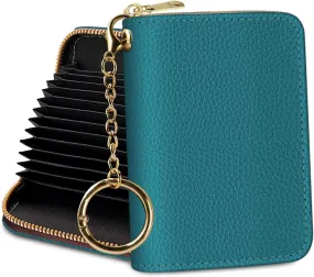 Credit Card Holder RFID Wallet, Small Card Holder Wallet for Women with Keychain Zipper, Funny Leather Print Credit Card Wallets Accordion Gift