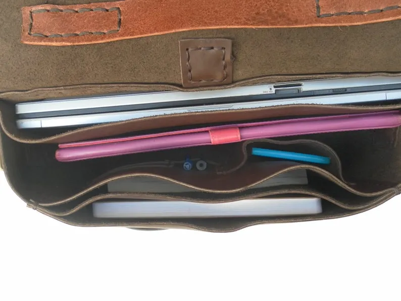 Dark Brown Leather Work Bag