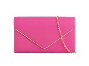 Fuchsia Pink Gold Trimmed Clutch Bag
