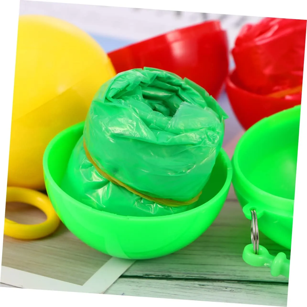 Happyyami Raincoat Ball Compact Rain Poncho Pram Rain Cover Key Rings for Keychains Carrier Raincoat Poncho