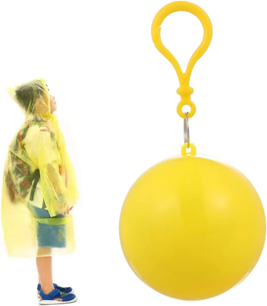 Happyyami Raincoat Ball Compact Rain Poncho Pram Rain Cover Key Rings for Keychains Carrier Raincoat Poncho