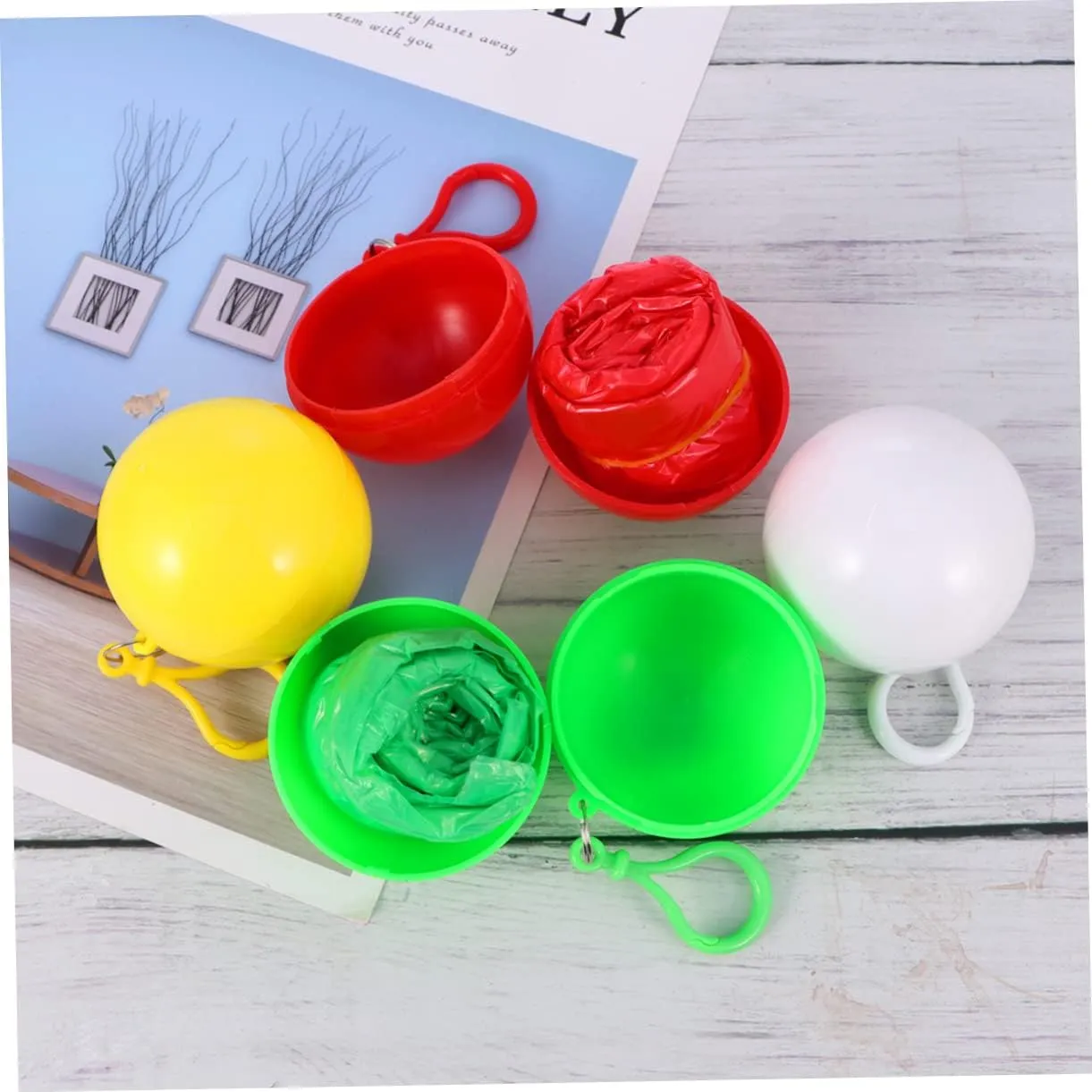 Happyyami Raincoat Ball Compact Rain Poncho Pram Rain Cover Key Rings for Keychains Carrier Raincoat Poncho