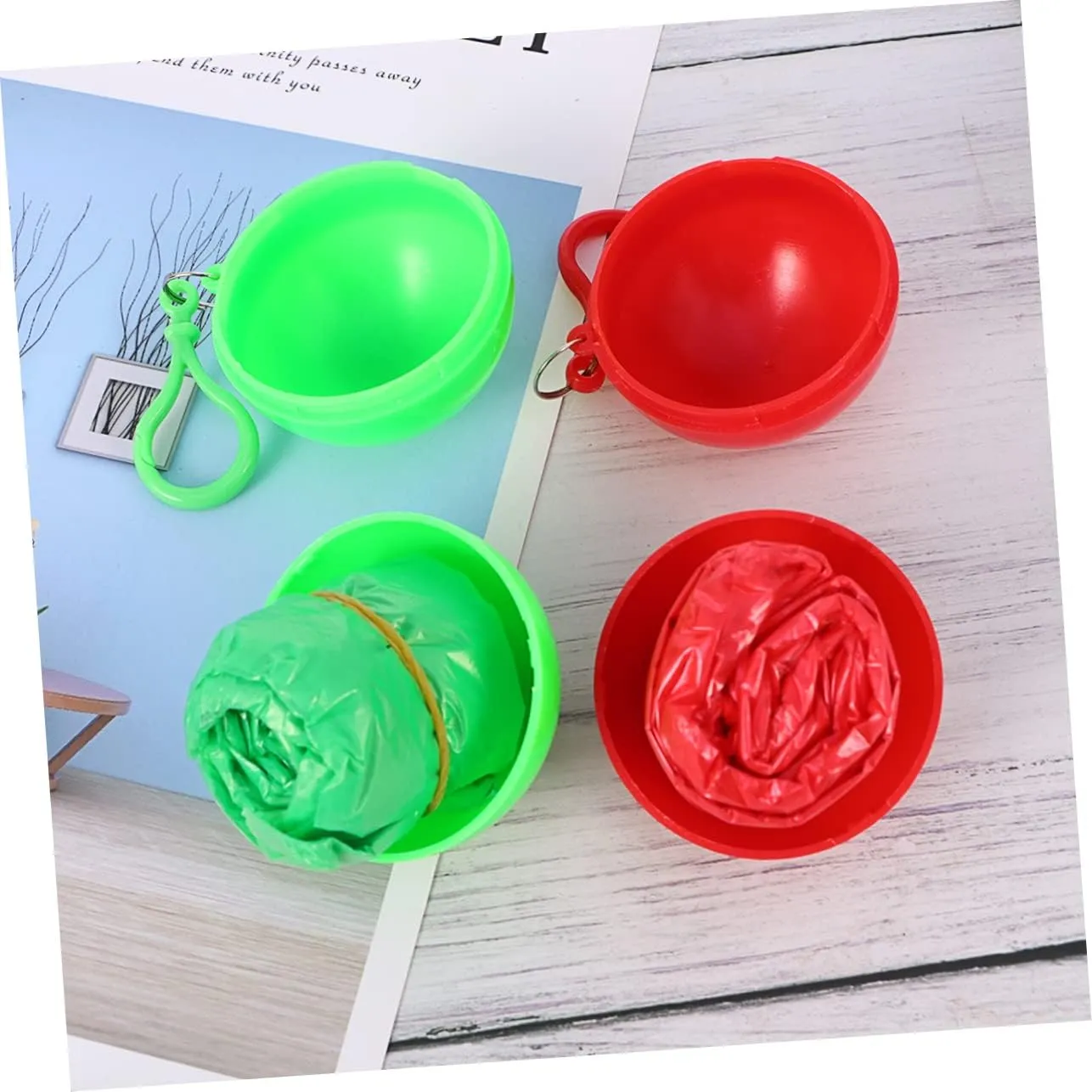 Happyyami Raincoat Ball Compact Rain Poncho Pram Rain Cover Key Rings for Keychains Carrier Raincoat Poncho