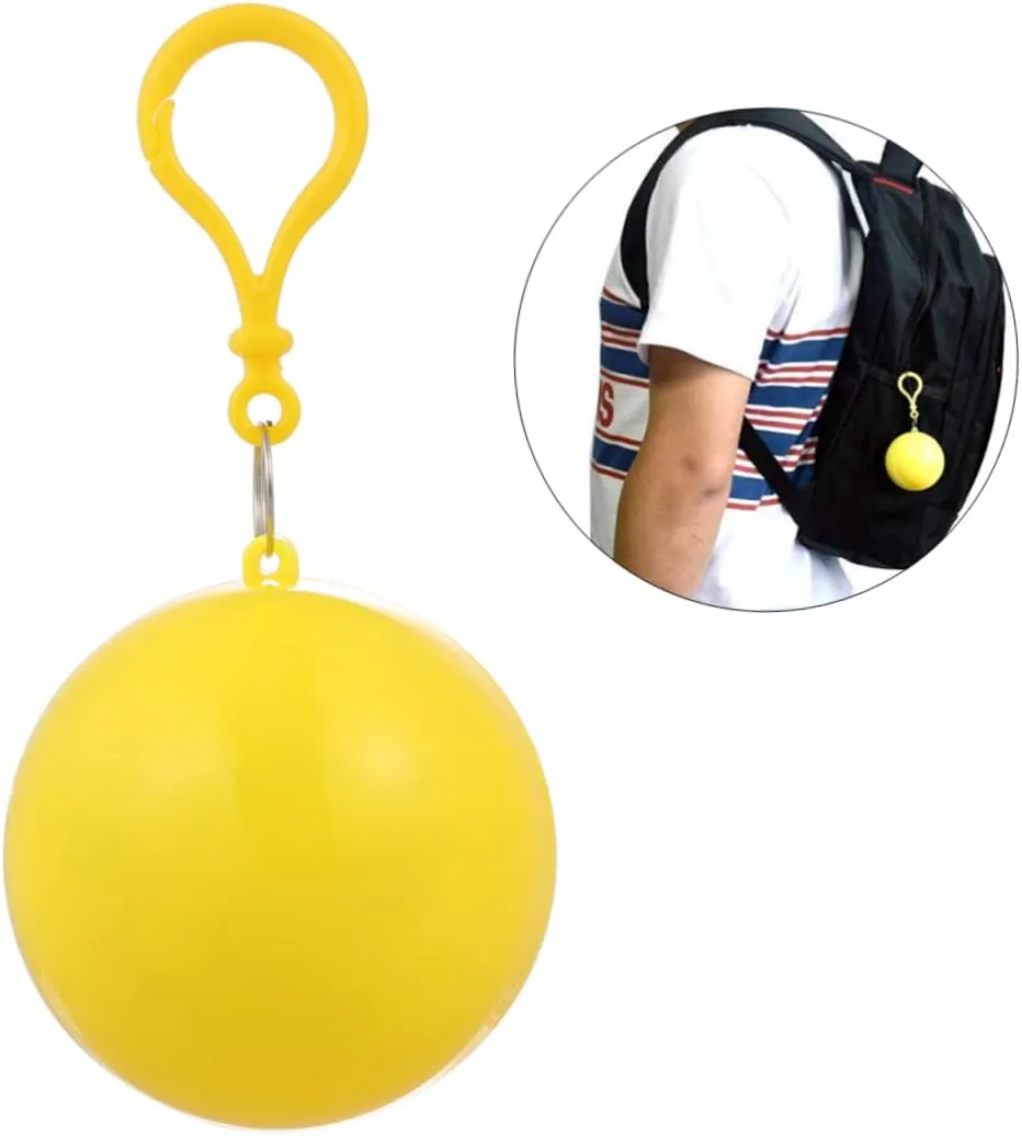 Happyyami Raincoat Ball Compact Rain Poncho Pram Rain Cover Key Rings for Keychains Carrier Raincoat Poncho