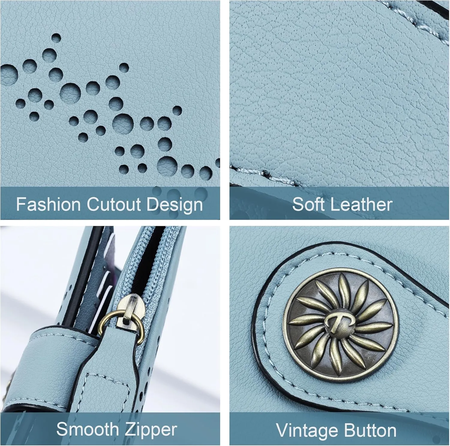 Small Wallet for Women Bifold RFID Blocking Card Holder Leather Wallets with Zipper Coin Pocket