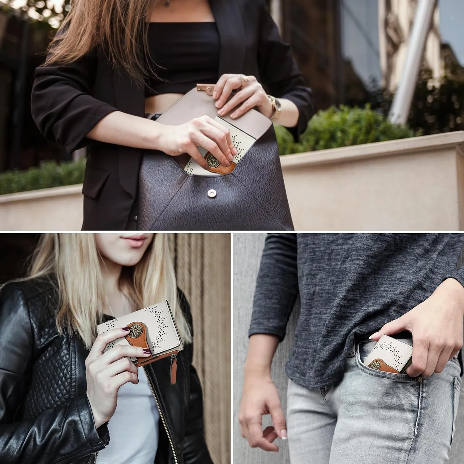 Small Wallet for Women Bifold RFID Blocking Card Holder Leather Wallets with Zipper Coin Pocket