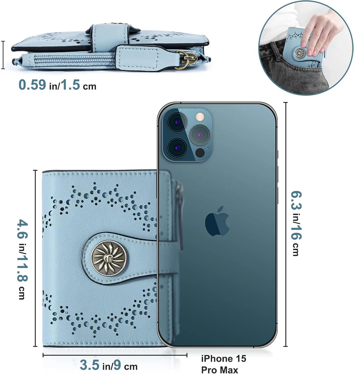 Small Wallet for Women Bifold RFID Blocking Card Holder Leather Wallets with Zipper Coin Pocket