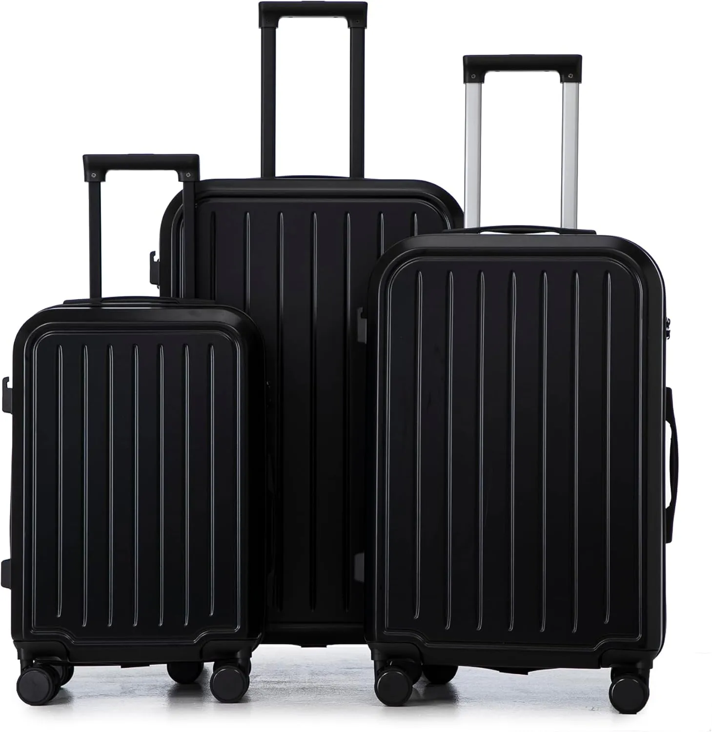 Spinner Wheel Luggage Set for Travel, Compact Design with USB Port and Cup Holder, Black