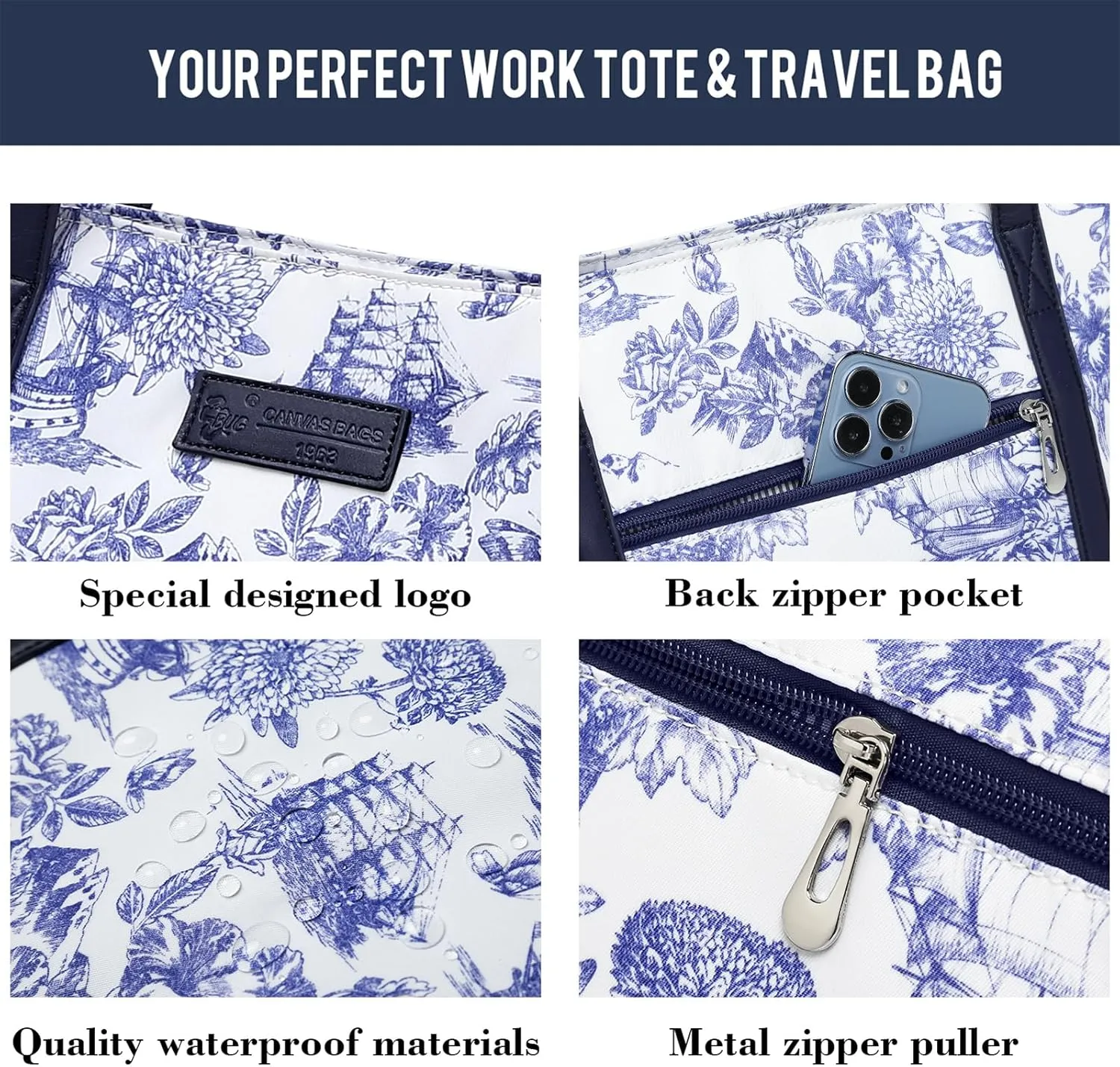 Tote Bag for Women, Bags for Women Teacher Work 15.6 Laptop Bags Beach Handbag