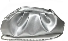 Women Cloud Bag Slouchy Clutch Ruched Purse Evening Handbag with Chain Shoulder Bag for Wedding Party Prom